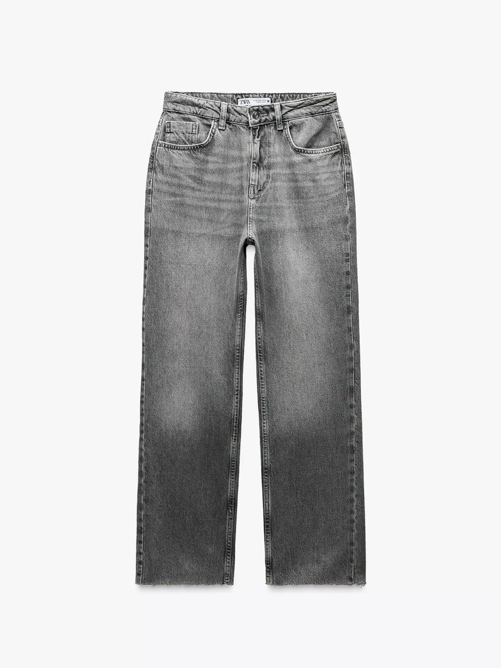 Zara Gray High Waisted Straight Jeans